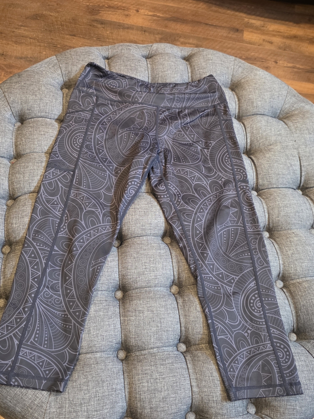 Constantly Varied Gear Black and Gray Patterned Capri Leggings